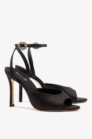 Jasmine Sandal Black Satin Sandal Larroudé
