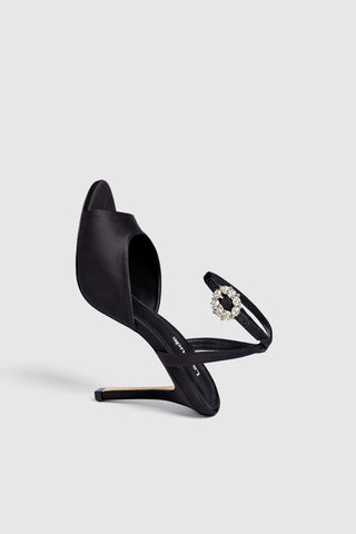 Jasmine Sandal Black Satin Sandal Larroudé