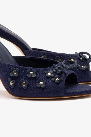 Jasmine Hi Mule In Navy Raffia