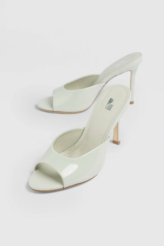 Jasmine Hi Mule Gray Patent Leather Mule Larroudé