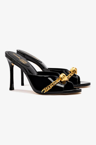 Larroude x Jonathan Cohen Mule In Black Patent Leather