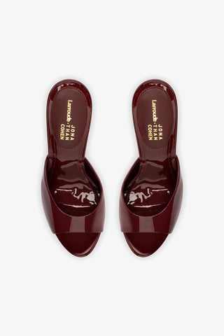 Larroude x Jonathan Cohen Mule In Burgundy Patent Leather