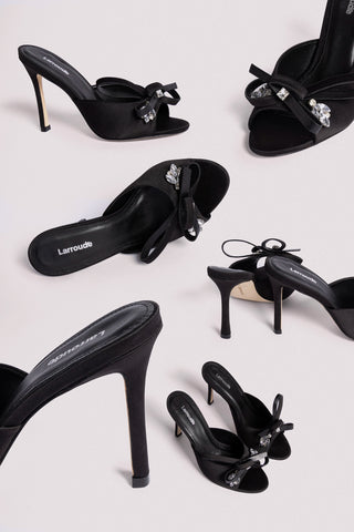 Rosett Mule In Black Satin