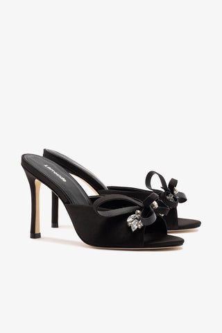 Rosett Mule In Black Satin
