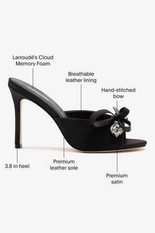 Rosett Mule In Black Satin