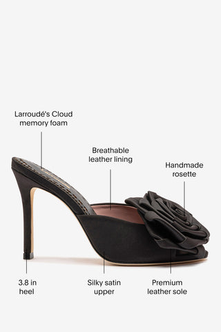 Scarlet Mule In Black SatIn Mule Larroudé