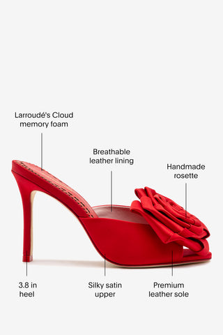 Scarlet Mule In Cherry Satin Mule Larroudé