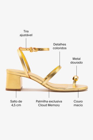 Biarritz Block In Gold Metallic Leather