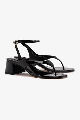 Gaia Block Sandal In Black Leather