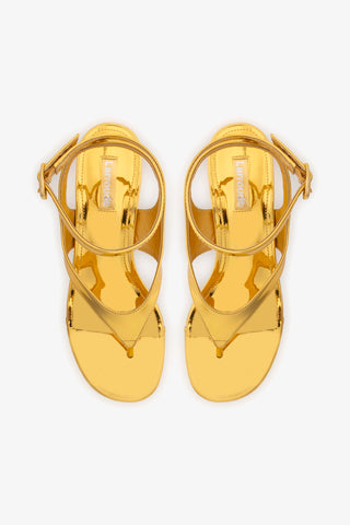 Gaia Block Sandal In Gold Specchio