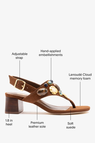 Talitha Block Sandal Burnt Umber Suede Sandal Larroudé