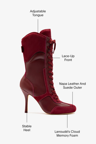 Larroudé x Jonathan Cohen High Heel Sneaker Boot In Burgundy Suede