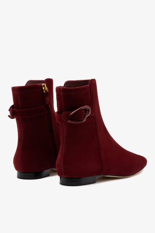 Alexis Verona Flat Boot In Burgundy Suede