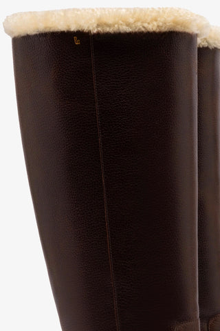 Anne Lugsole Boot In Brown Leather And Natural Shearling