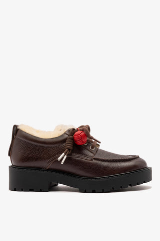 London Shearling Lace Up Loafer Brown Leather