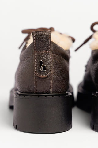 London Shearling Lace Up Loafer Brown Leather