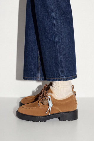 London Shearling Lace Up Loafer Russet Suede