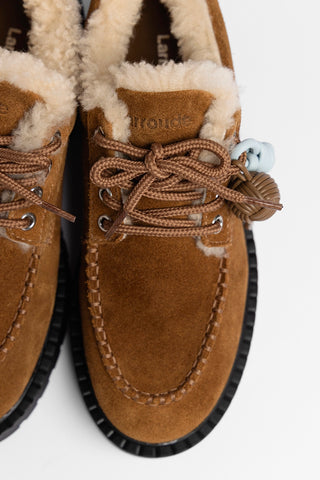 London Shearling Lace Up Loafer Russet Suede