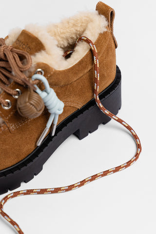 London Shearling Lace Up Loafer Russet Suede