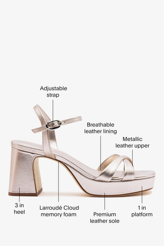 Bianca Low Sandal Champagne Leather Sandal Larroudé