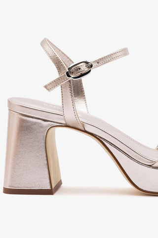 Bianca Low Sandal Champagne Leather Sandal Larroudé