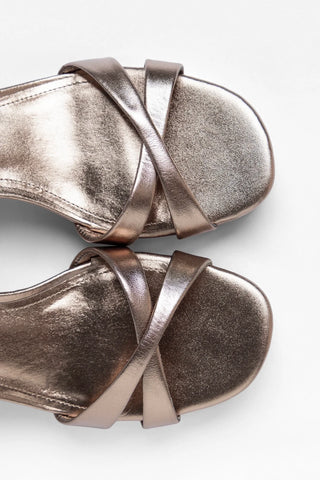 Bianca Low Platform Sandal Dusky Gold Leather Sandal Larroudé