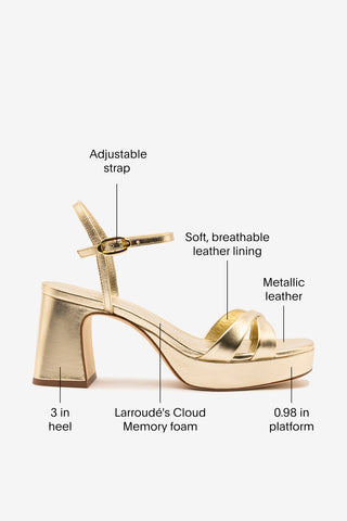 Bianca Low Sandal In Platina Metallic Leather Sandal Larroudé