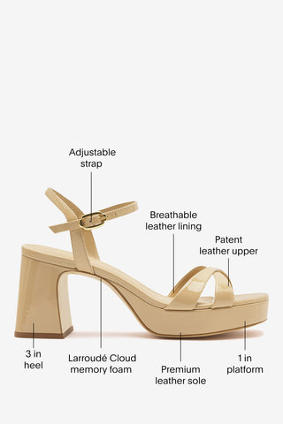 Bianca Low Sandal Sand Patent Leather Sandal Larroudé