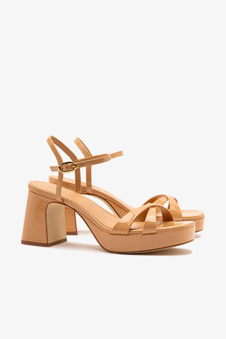 Bianca Low Sandal In Tan Patent Leather