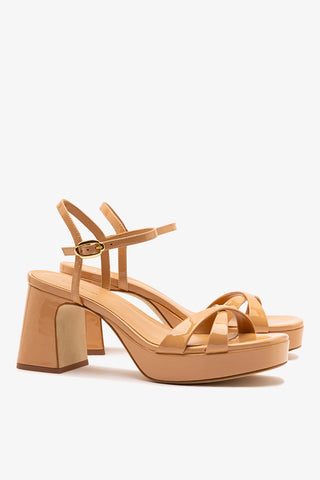 Bianca Low Sandal In Tan Patent Leather