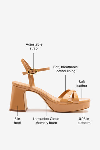 Bianca Low Sandal In Tan Patent Leather Sandal Larroudé
