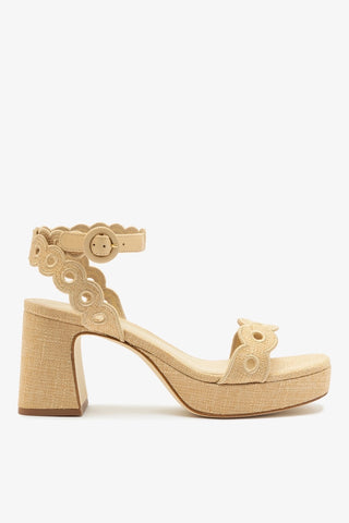 Dolly Broderie Low Sandal In Beige Raffia