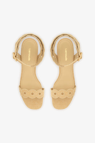 Dolly Broderie Low Sandal In Beige Raffia