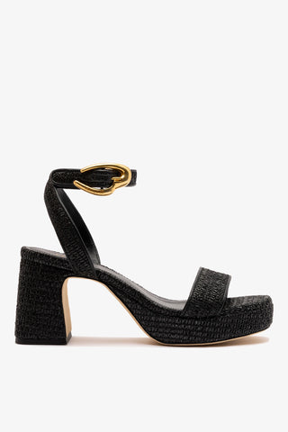 Dolly Verona Low Platform Sandal Black Raffia Sandal Larroude