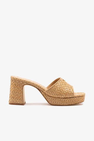 Dolly Low Mule In Natural And Beige Raffia