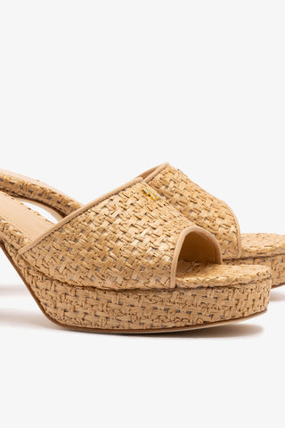 Dolly Low Mule In Natural And Beige Raffia