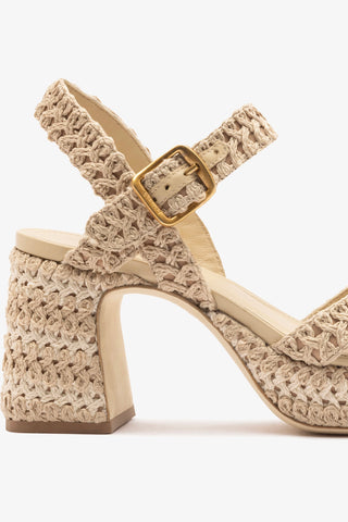 Jolene Low Sandal Natural Crochet Sandal Larroudé