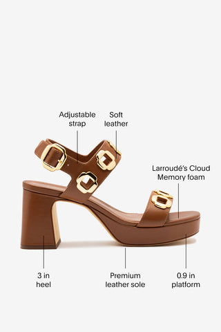 Milan Dolly Low In Caramel Leather Sandal Larroudé