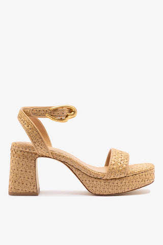 Dolly Verona Low Sandal In Natural Raffia and Beige Leather