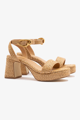 Dolly Verona Low Sandal In Natural Raffia and Beige Leather