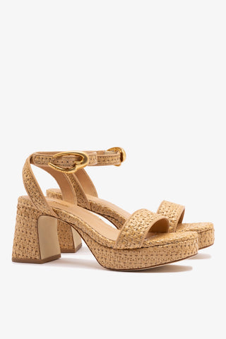 Dolly Verona Low Sandal In Natural Raffia and Beige Leather