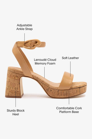Dolly Verona Low Sandal In Tan Leather and Natural Cork