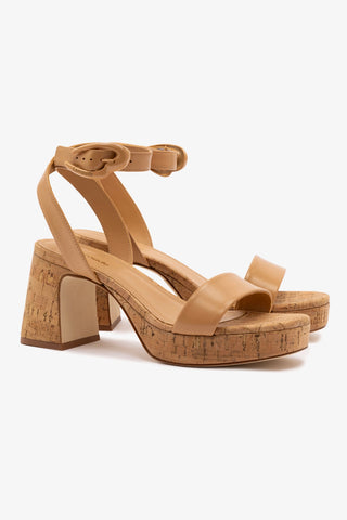 Dolly Verona Low Sandal In Tan Leather and Natural Cork