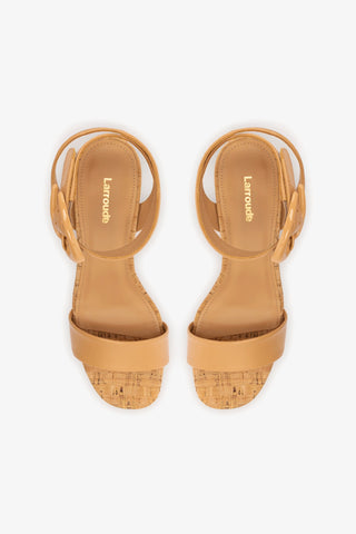 Dolly Verona Low Sandal In Tan Leather and Natural Cork