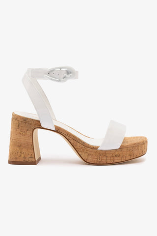 Dolly Verona Low Sandal In White Patent Leather and Natural Cork