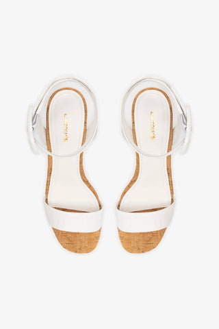 Dolly Verona Low Sandal In White Patent Leather and Natural Cork