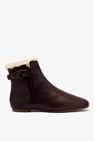 Mini Verona Boot In Brown Leather And Natural Shearling