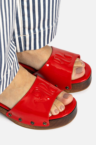 Zuzi Mule In Scarlet Patent Leather