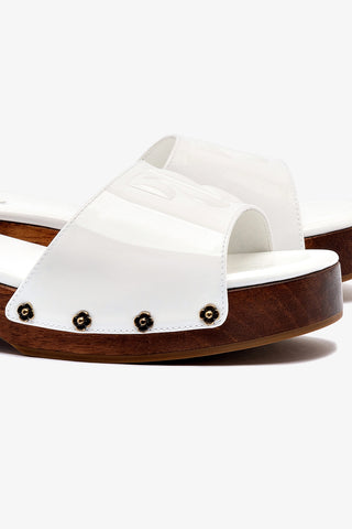 Zuzi Mule In White Patent Leather