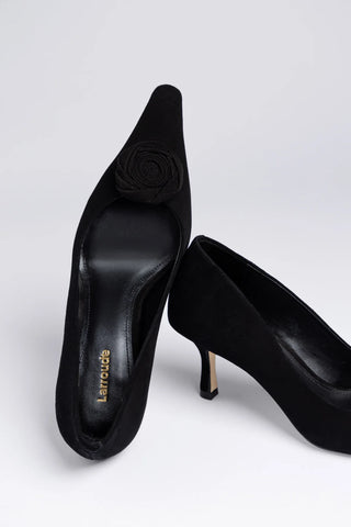 Carine Low Pump Black Leather — Larroudé